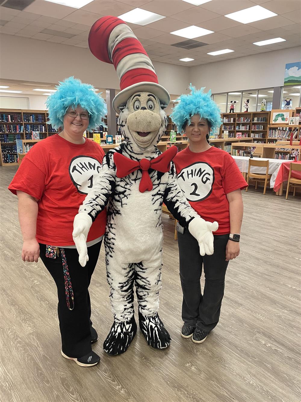 ASBL Director Caitlin Cox and Miranda Bullock dressed as Thing One and Thing Two from the Cat in the Hat story. 